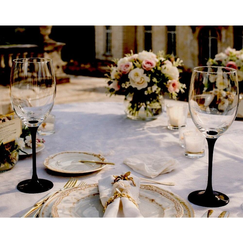 Vintage Elegant Luminarc Domino France Signature Black claret wine glasses 2 Set